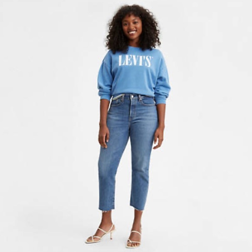 New Levi’s Wedgie Straight Denim Raw Hem Plus Boyfriend Jeans Vintage Style